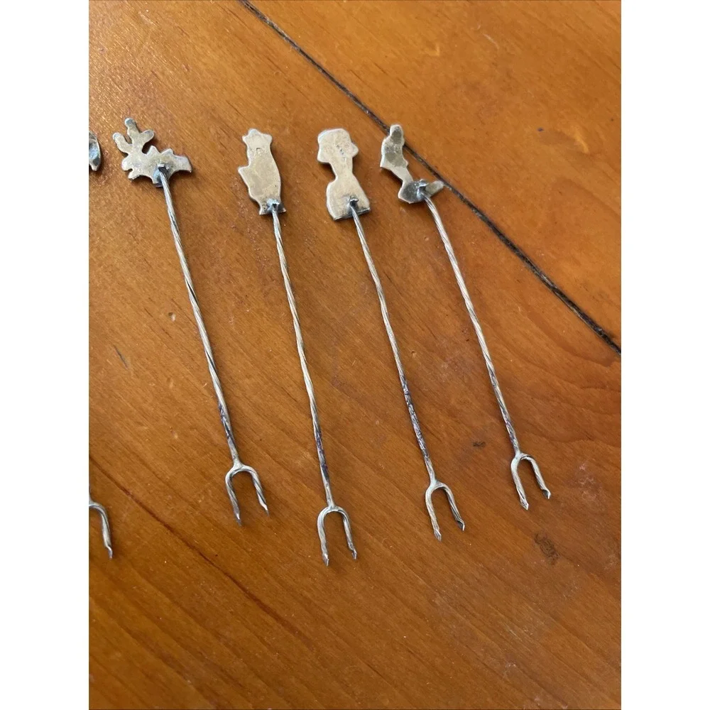 Vintage Hors D'oeuvre Cocktail Forks Picks Lot Of 9 Mexican